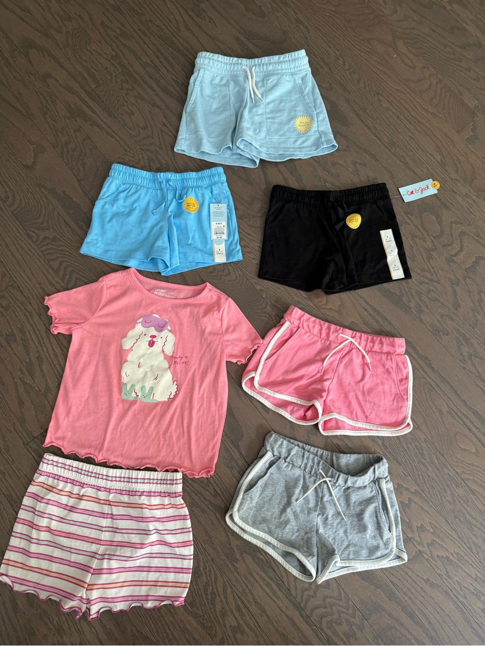 Girls clothes pull on shorts lot dog pajama sz 6/7 old navy & cat & jack summer